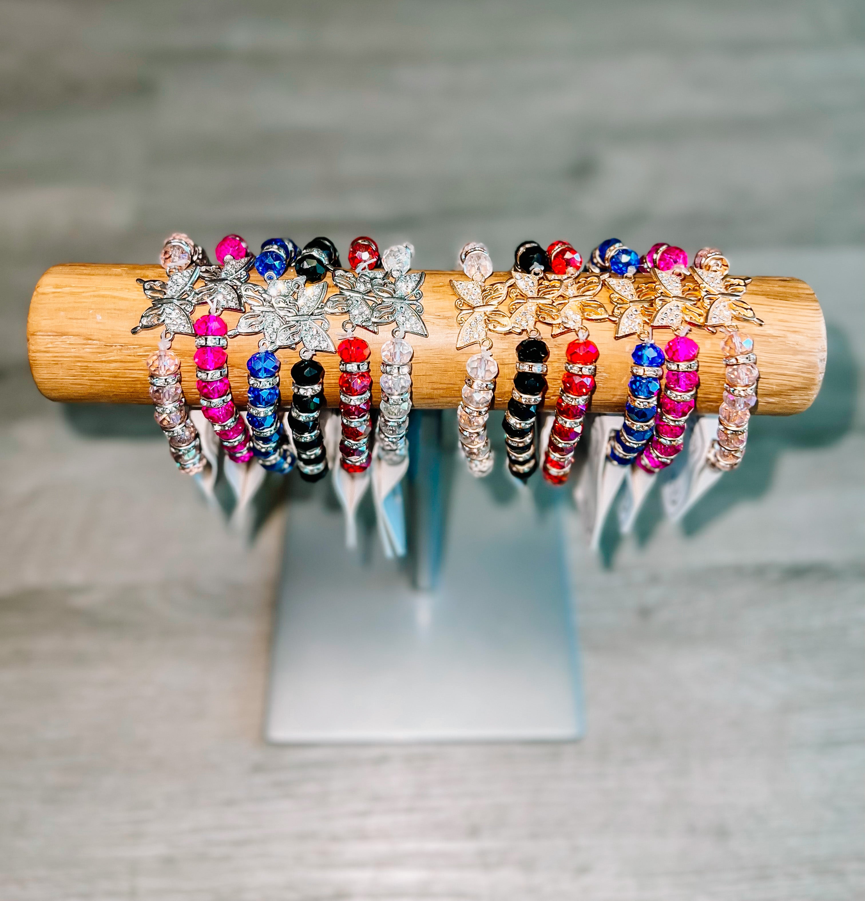 Butterfly Bling Beaded Bracelet