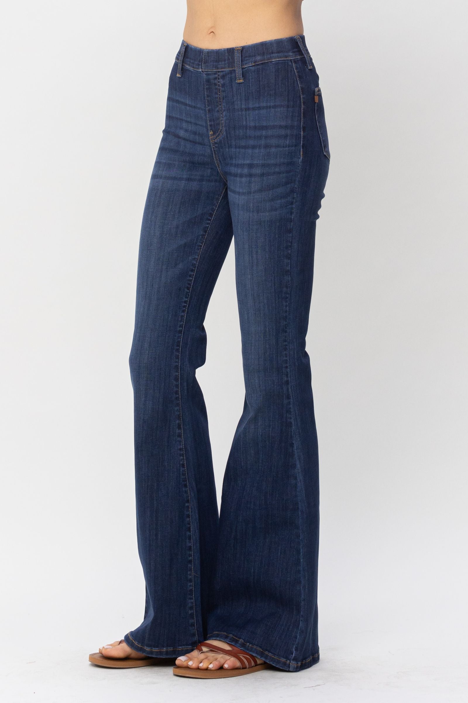 High Waist Pull On Flare Denim Darkwash Judy Blue