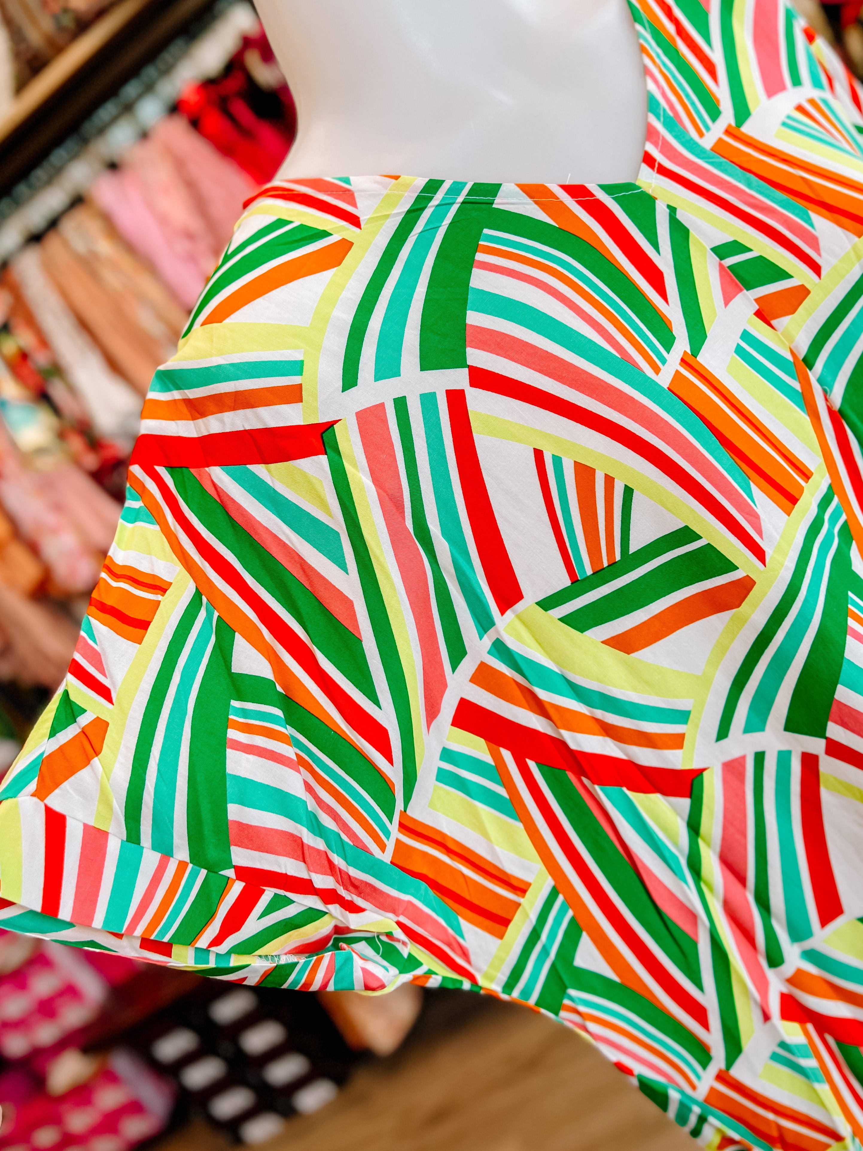 Bright Green Red Geometric Top-PLUS