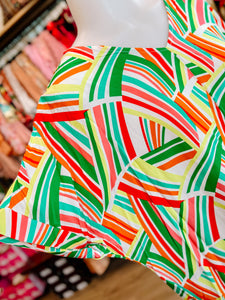 Bright Green Red Geometric Top-PLUS