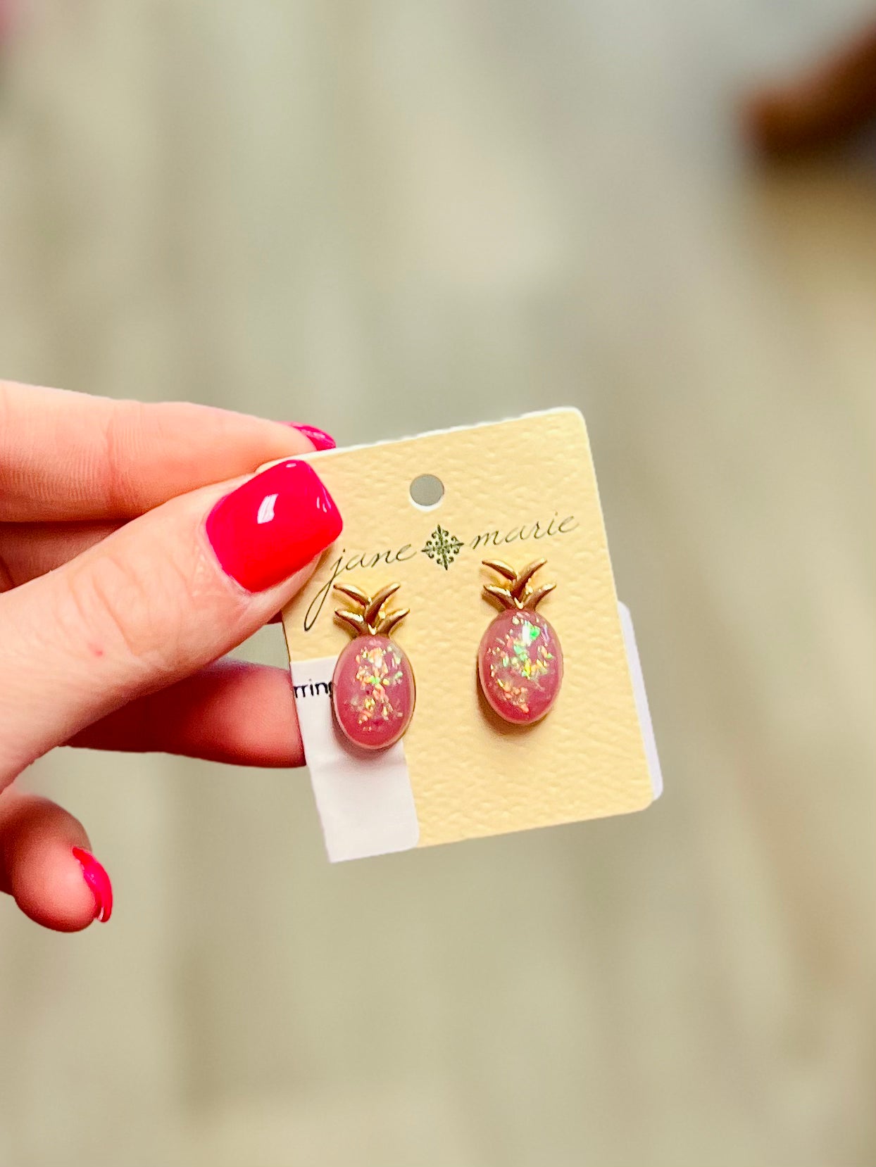 Pink Pineapple Gem Stud Earrings