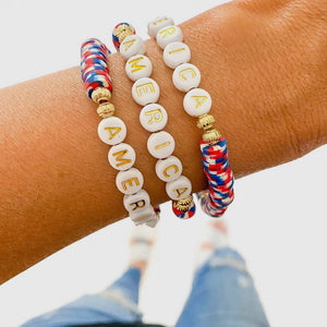 America Red White Blue Heishi Bracelet