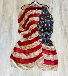Vintage American Flag Scarf/Kimono/Cover
