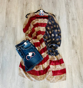 Vintage American Flag Scarf/Kimono/Cover