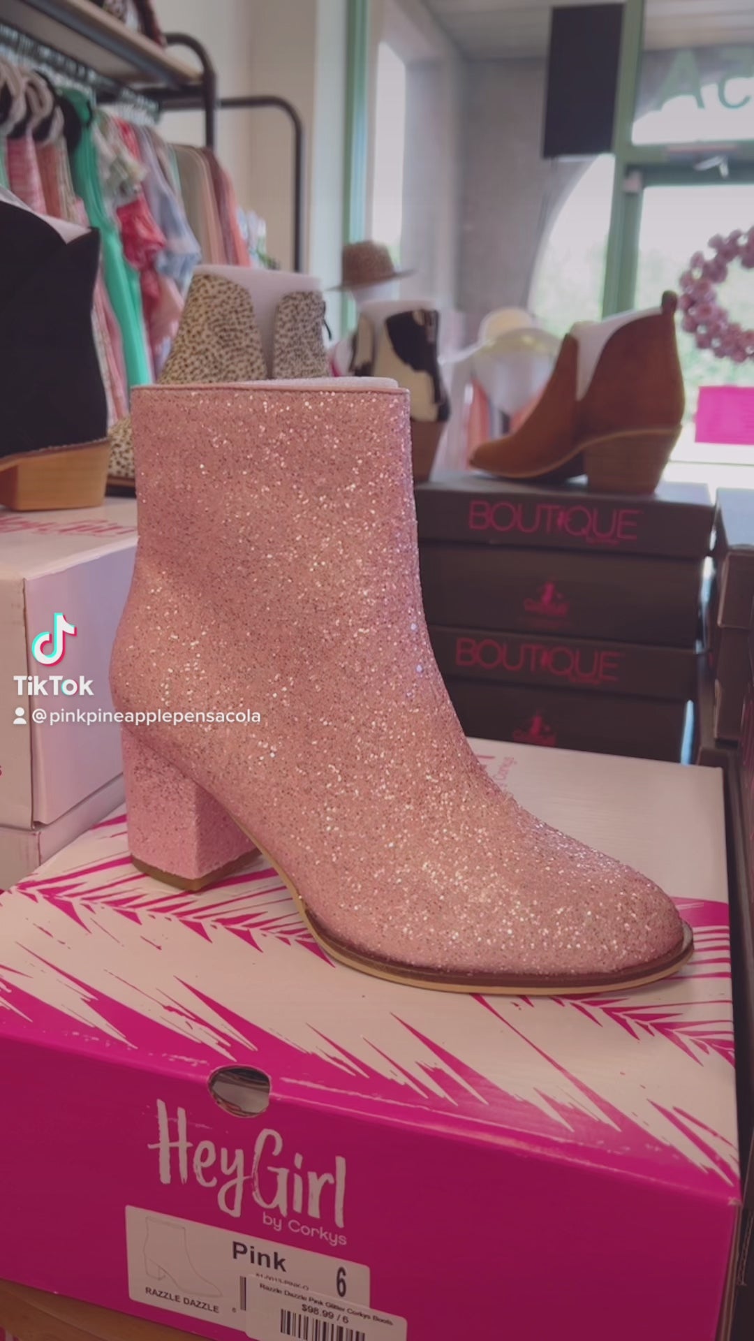 Razzle Dazzle Pink Glitter Corkys Boots Pink Pineapple Boutique Pensacola
