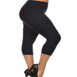 Capris Solid Buttery Soft Leggings-ONESIZE