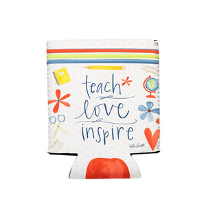 Teach Inspire Can Koozie With Pocket