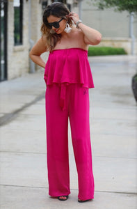 Pink Catalina Pocket Ruffle Jumpsuit