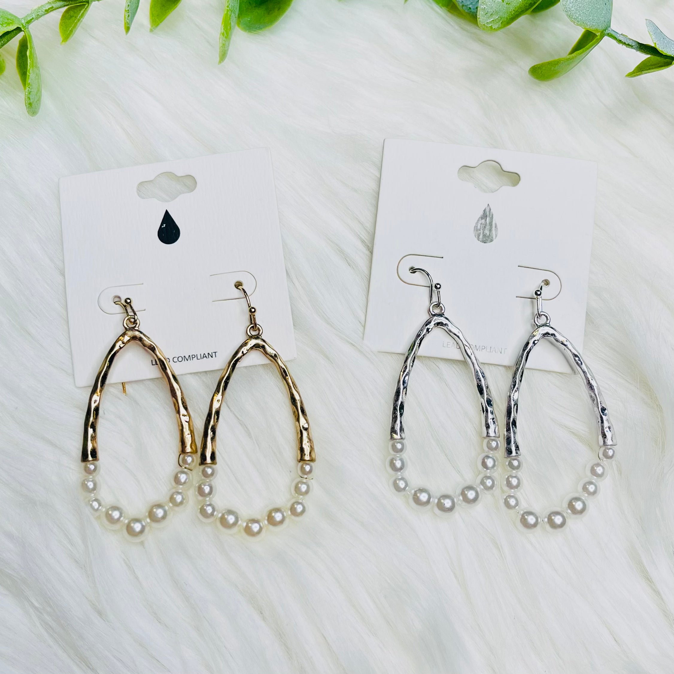 Pearl Teardrop Metal Earrings