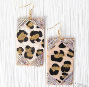 SPARKLE ME LEOPARD ON CORK EARRINGS