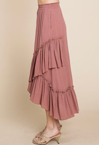 MAUVE RUFFLE MAXI SKIRT