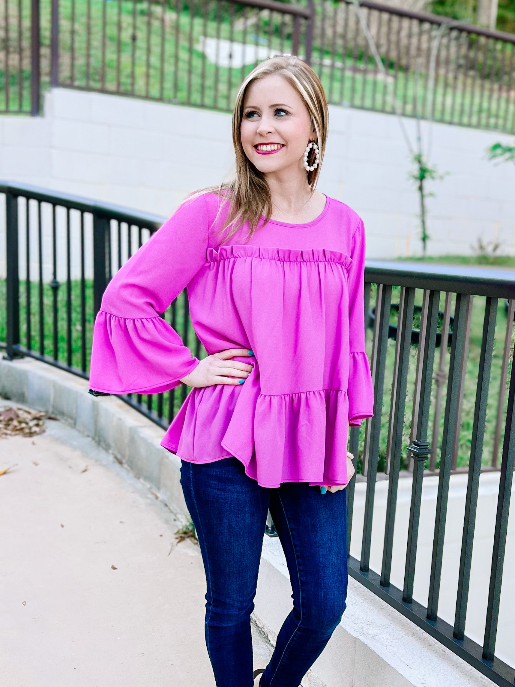 Orchid Frilly Woven Ruffle Blouse- SALE