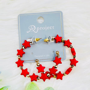 Red Star Hoop Earrings
