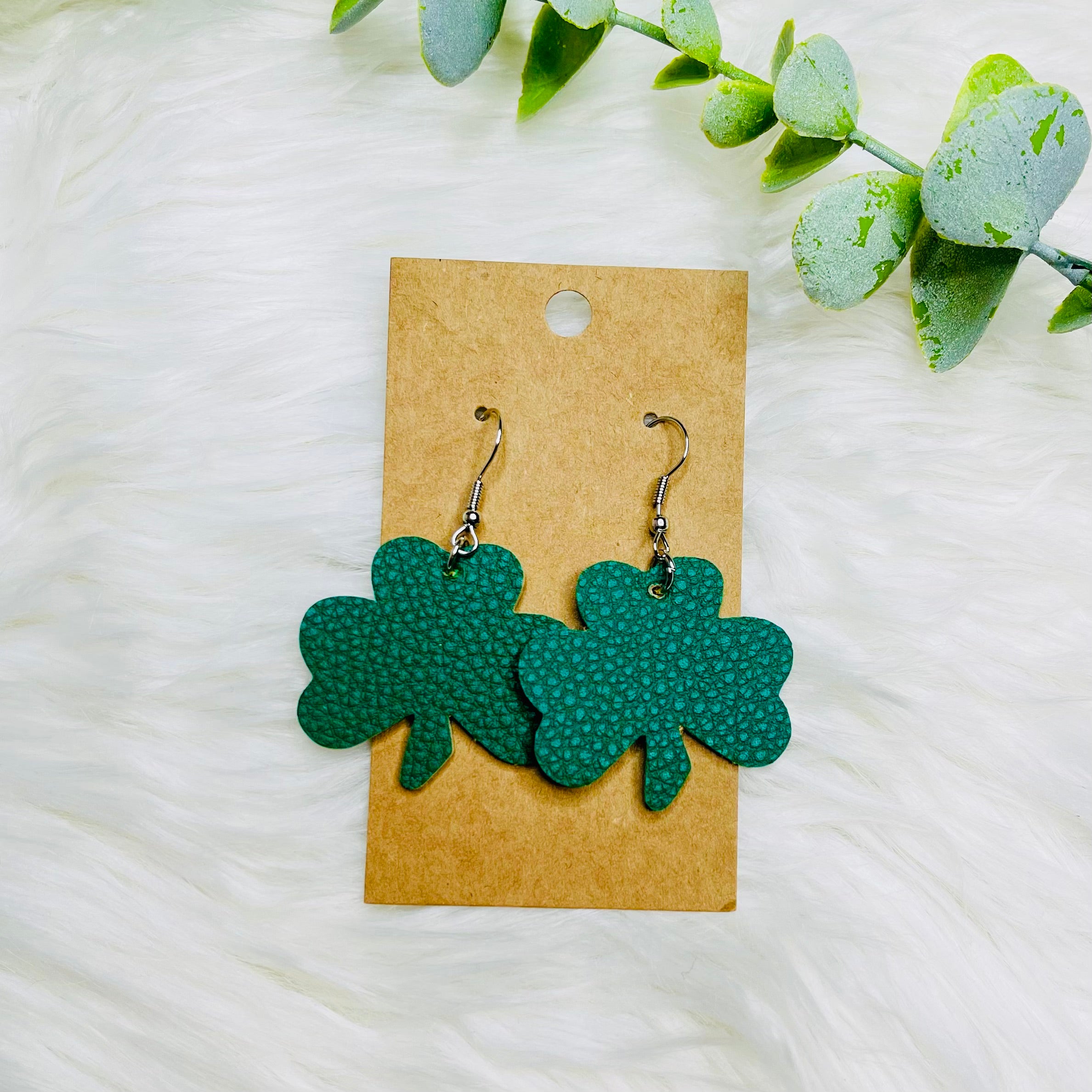 Festive St. Pattys Day Faux Leather Earrings- SALE
