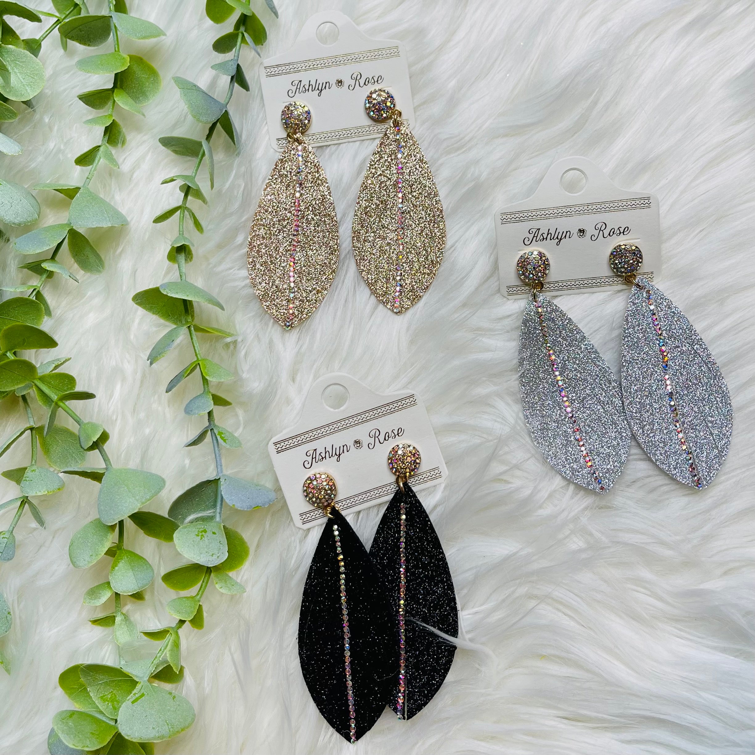 Sparkly Fringe Fabric Bling Earrings