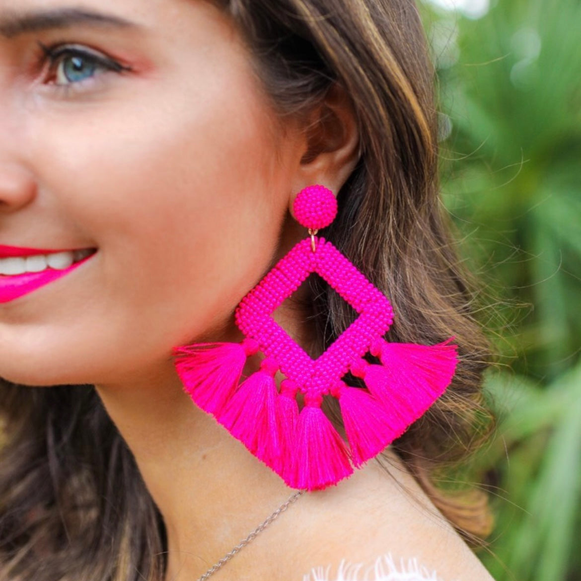 Fringe Tassel Seedbead Bold Earrings