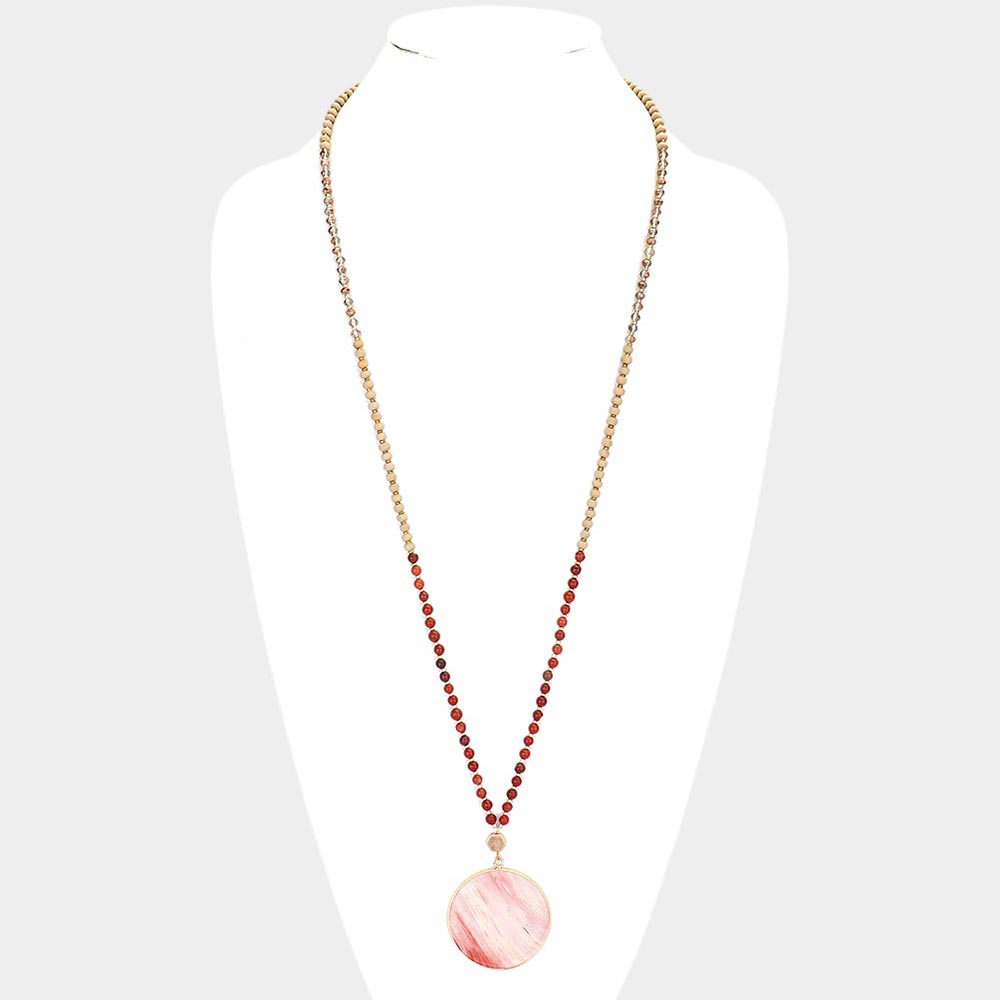 Glass Disc Marble Beaded Necklace