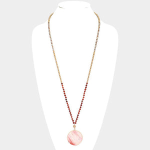 Glass Disc Marble Beaded Necklace