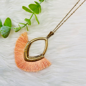 Peach Fan Tassel Necklace