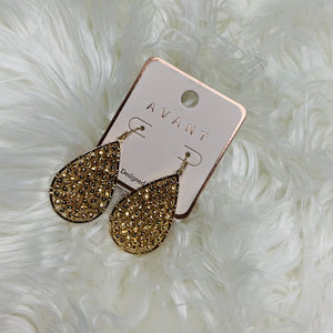 Gold Beaded Cluster Teardrop Earrings
