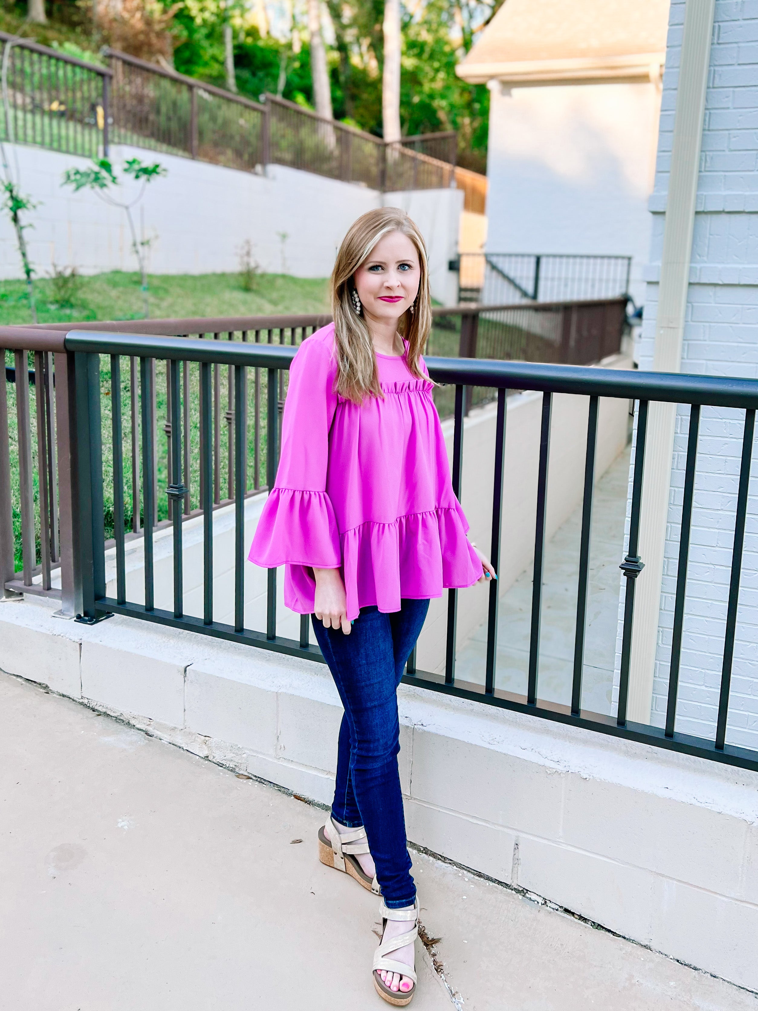 Orchid Frilly Woven Ruffle Blouse- SALE