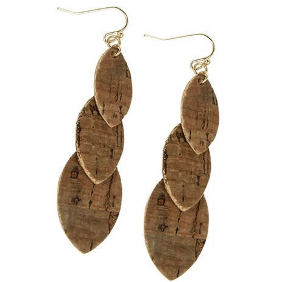 Cork Painted Triple Layer Earrings