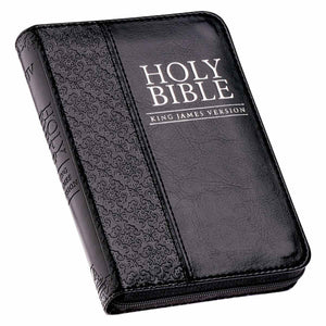 Black Faux Leather Mini Pocket KJV Zippered Bible