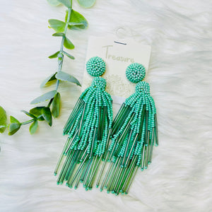 Seedbead Tassel Dangle Earrings