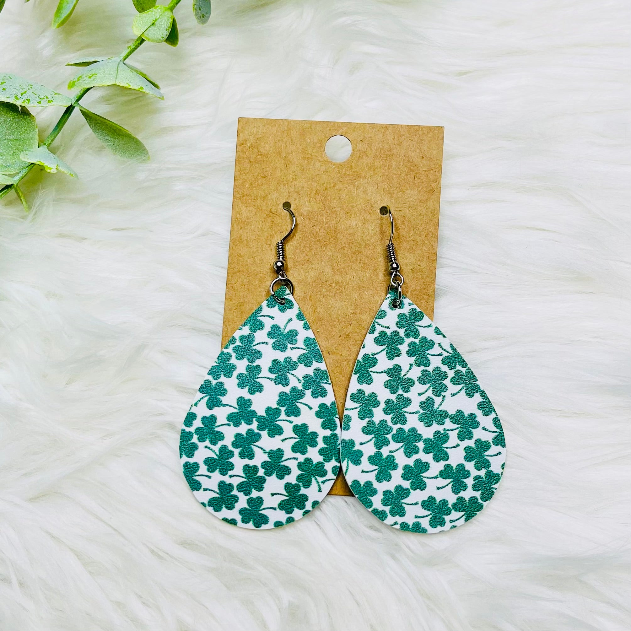 St. Patricks Day Faux Leather Earrings- SALE