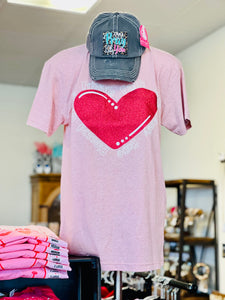 Friends Faith Love Glitter Red Heart Tee