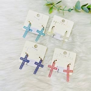 Cross Dainty Iridescent Earrings