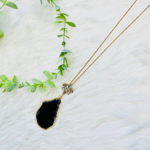 Black Stone Gold Bling Necklace