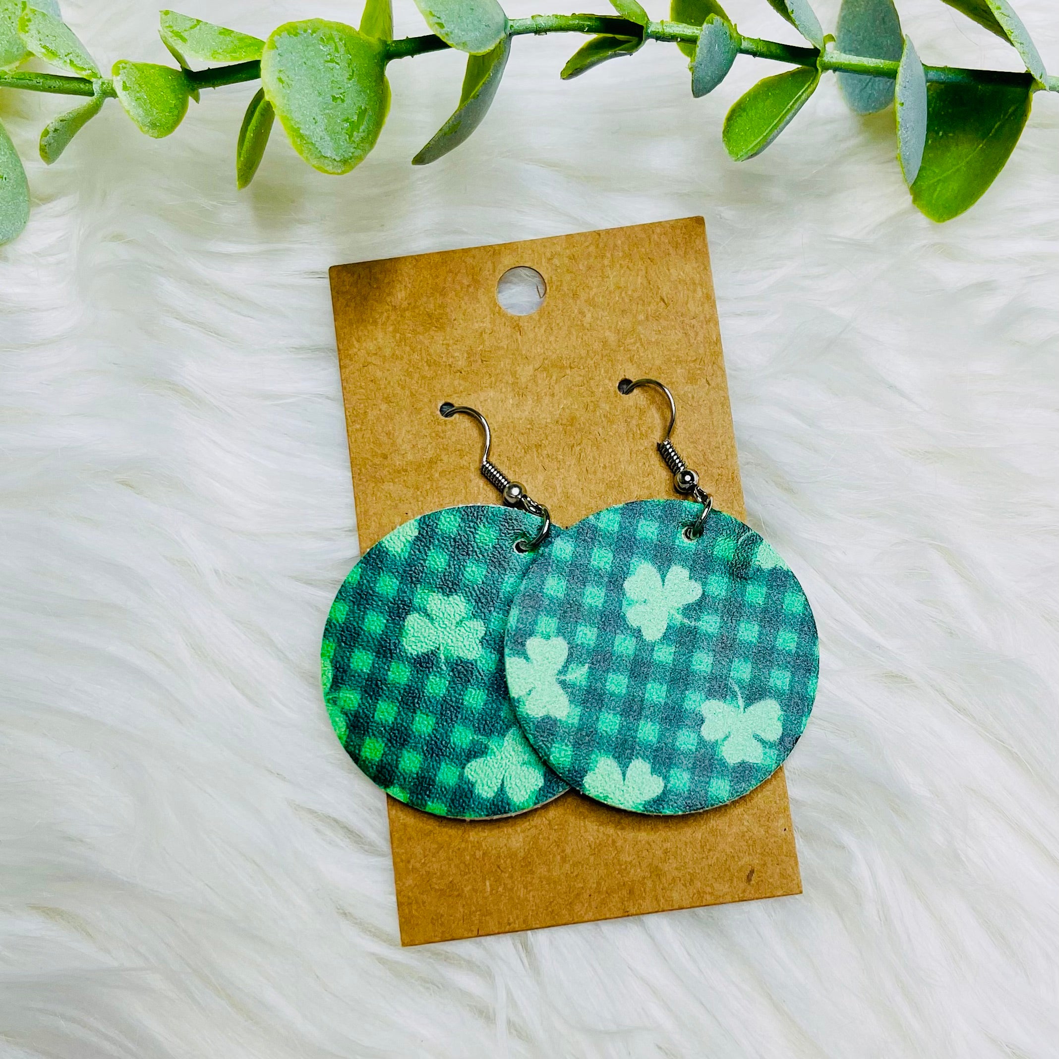 St. Patricks Day Faux Leather Earrings- SALE