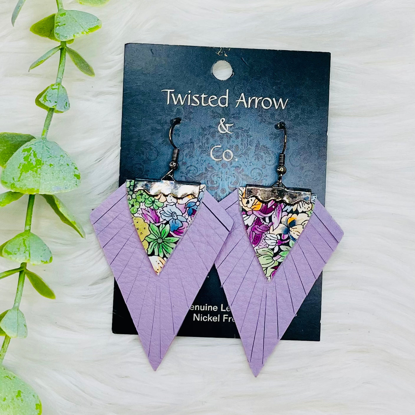 TA & CO Lilac Floral Triangle Earrings