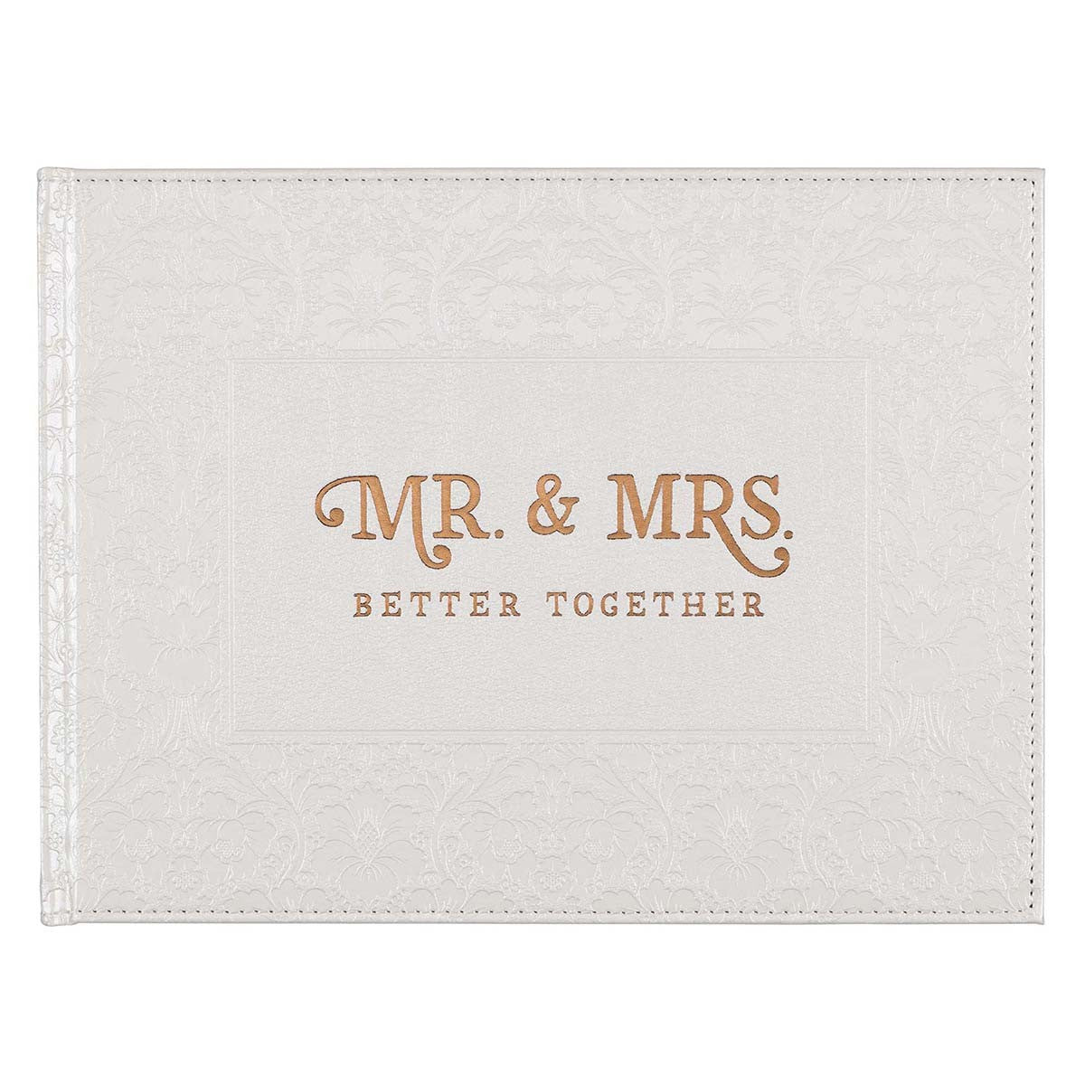 Mr & Mrs Medium White Faux Leather Wedding Guest Book