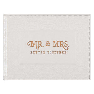 Mr & Mrs Medium White Faux Leather Wedding Guest Book