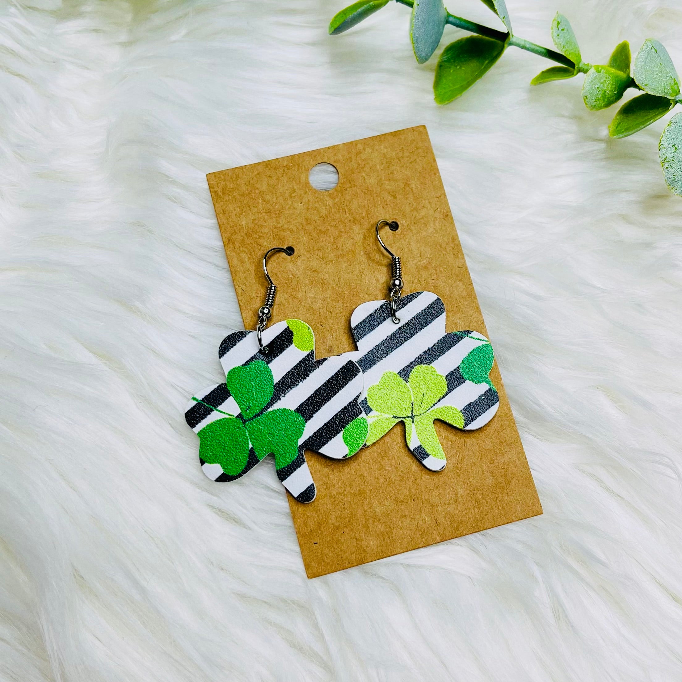 St. Patricks Day Faux Leather Earrings- SALE