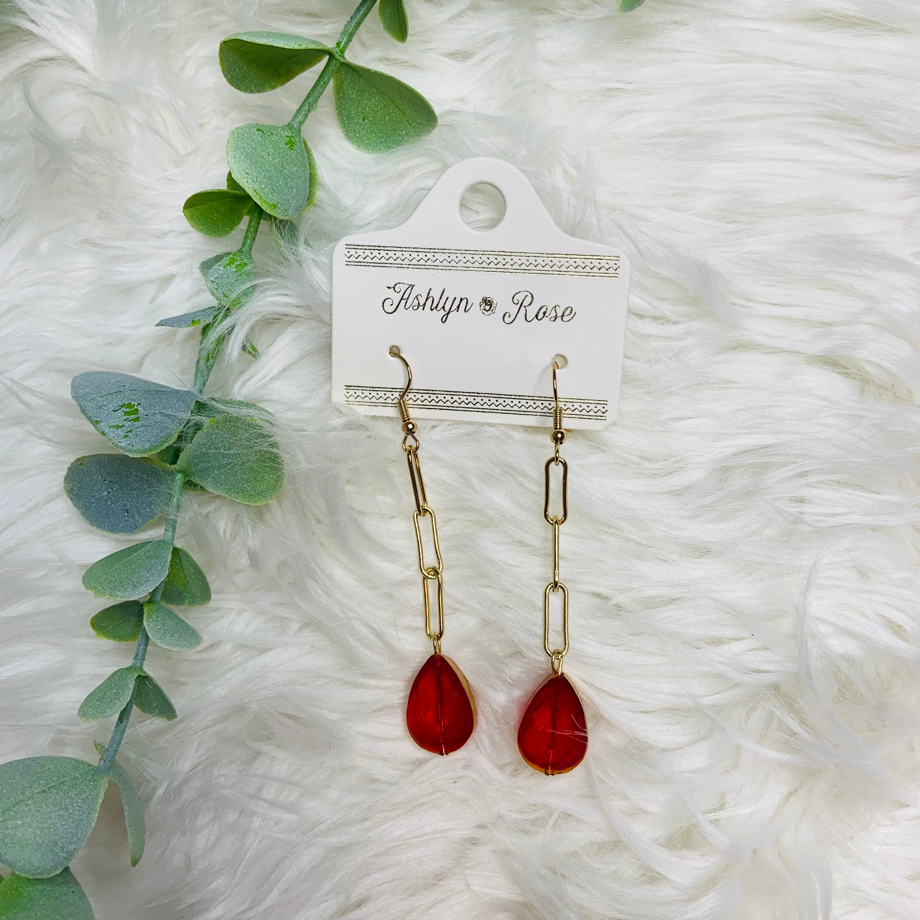 Gem Dangly Gold Earrings