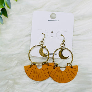 Gold Moon Charm Dangly Earrings