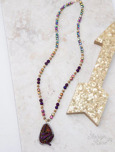 MYSTIC WONDER PURPLE DRUZY STONE NECKLACE