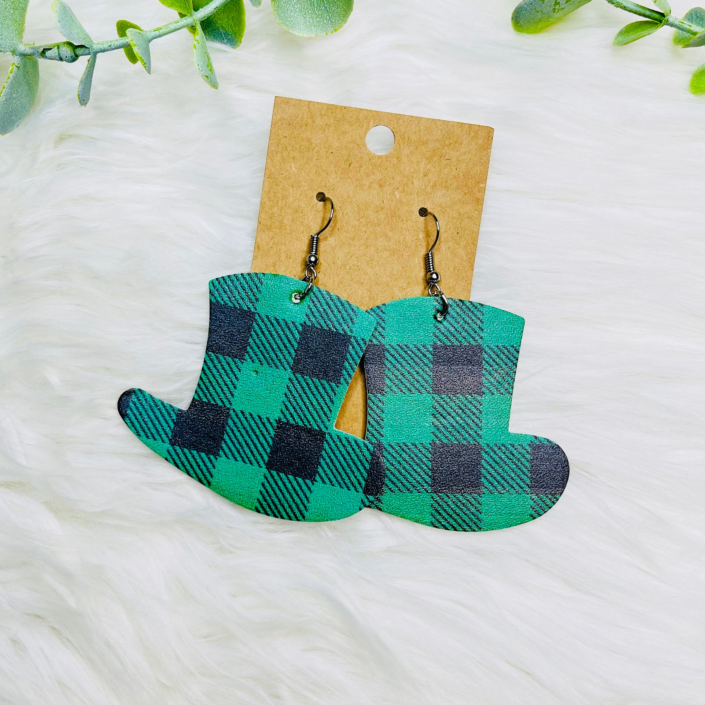 St. Patricks Day Faux Leather Earrings- SALE