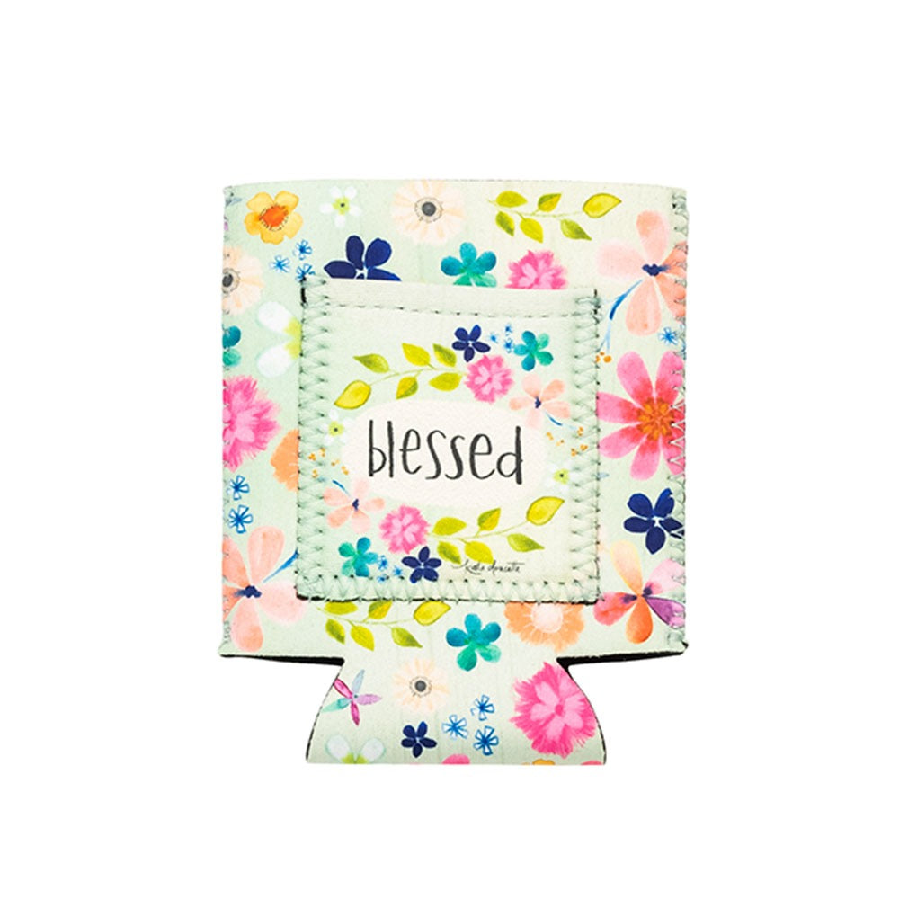 Frilly Floral Card Pocket Can Koozies