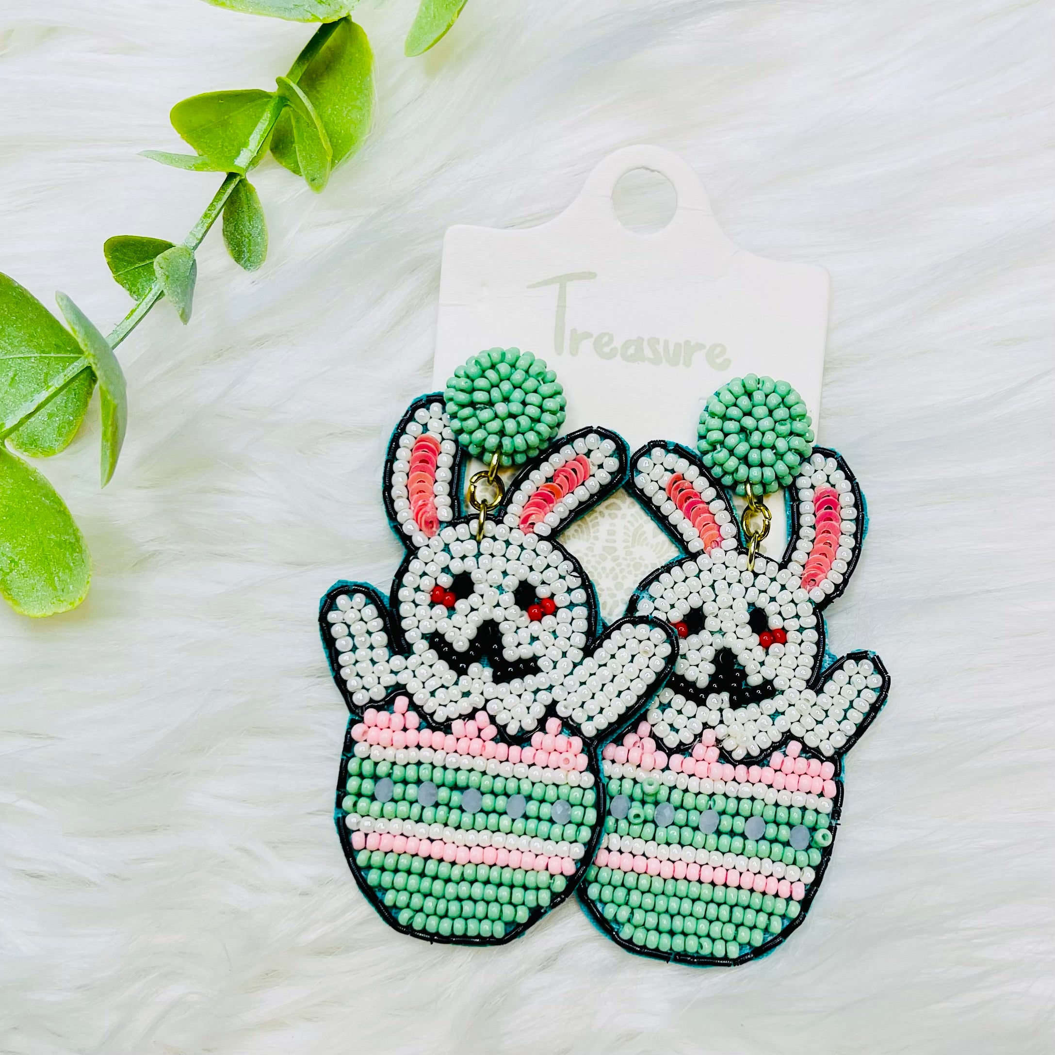 Bunny Hatched Easter Egg Seedbead Earrings- SALE