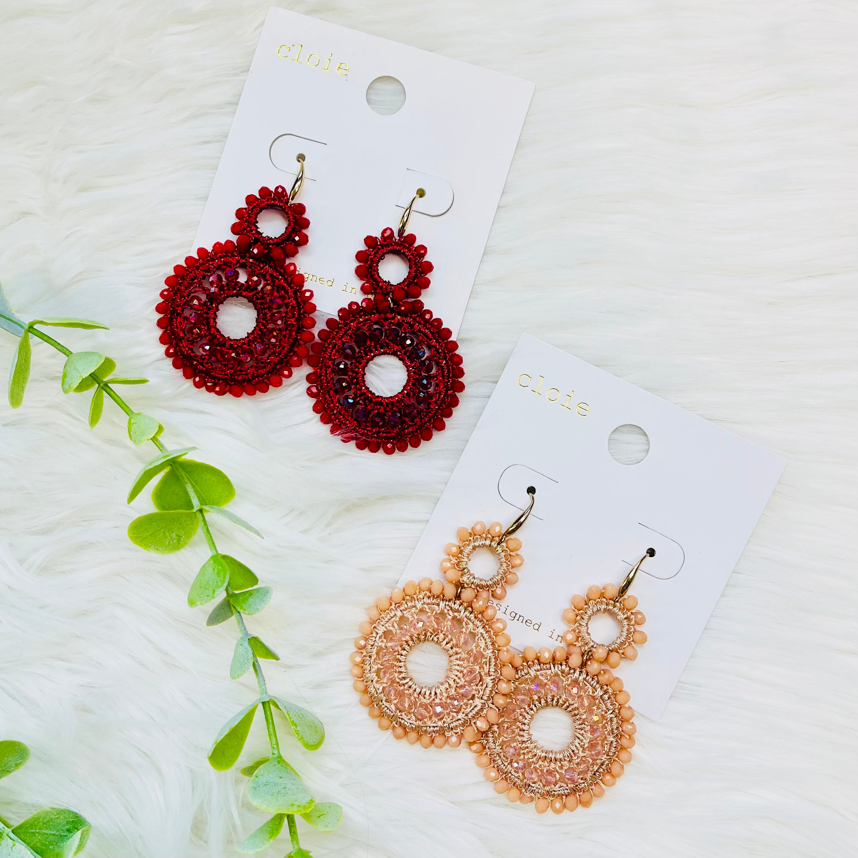 Bling Crochet Round Earrings