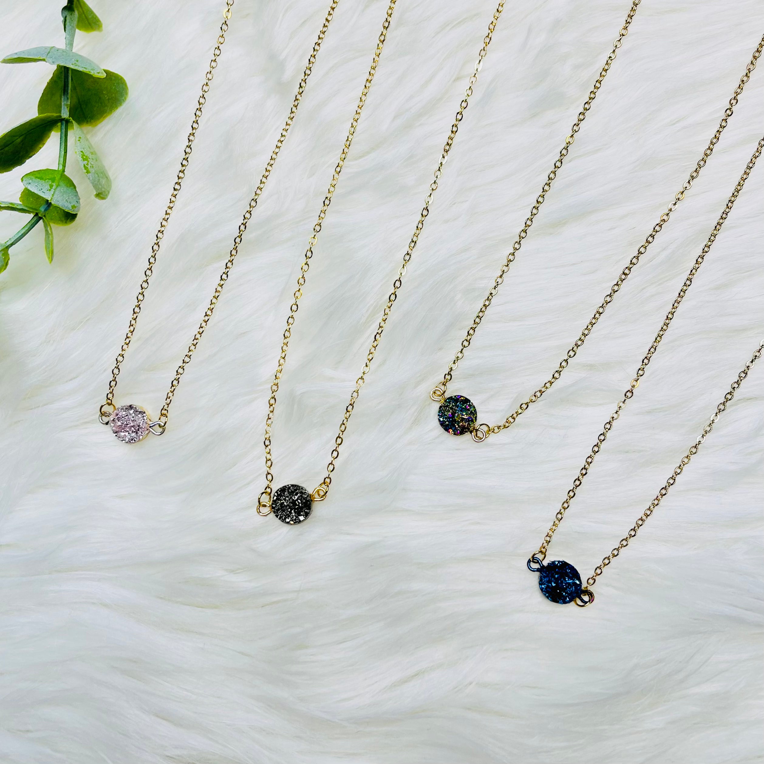 Faux Druzy Charm Necklace