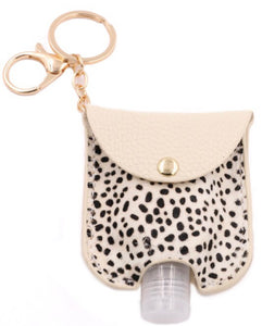 Hand Sanitizer Bottle With Animal Print Case Keychain