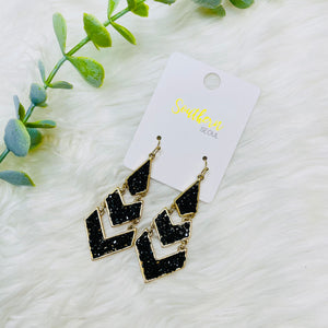 Triple Layer Crushed Stone Arrow Earrings