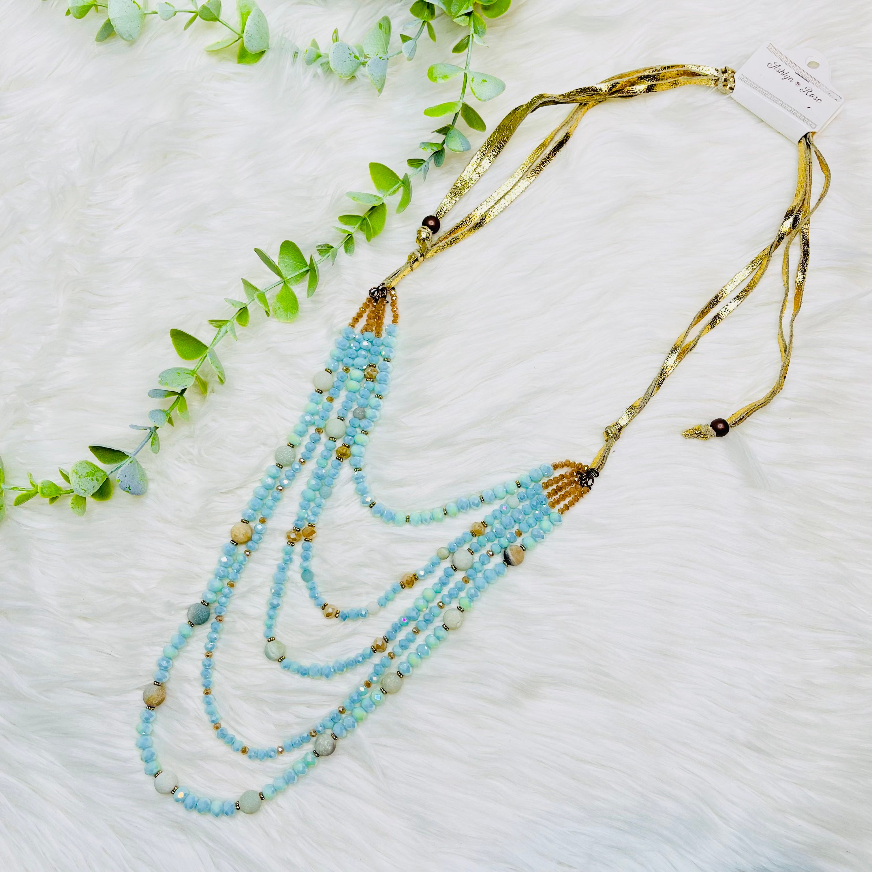 Mint Beaded Daped Layered Necklace