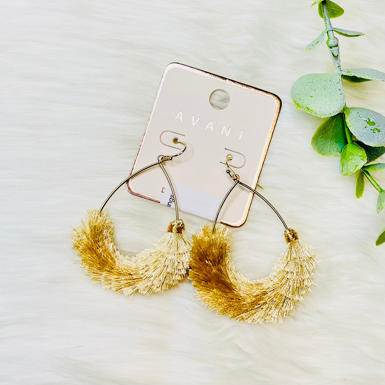 Open Teardrop Metal Tassel Earrings