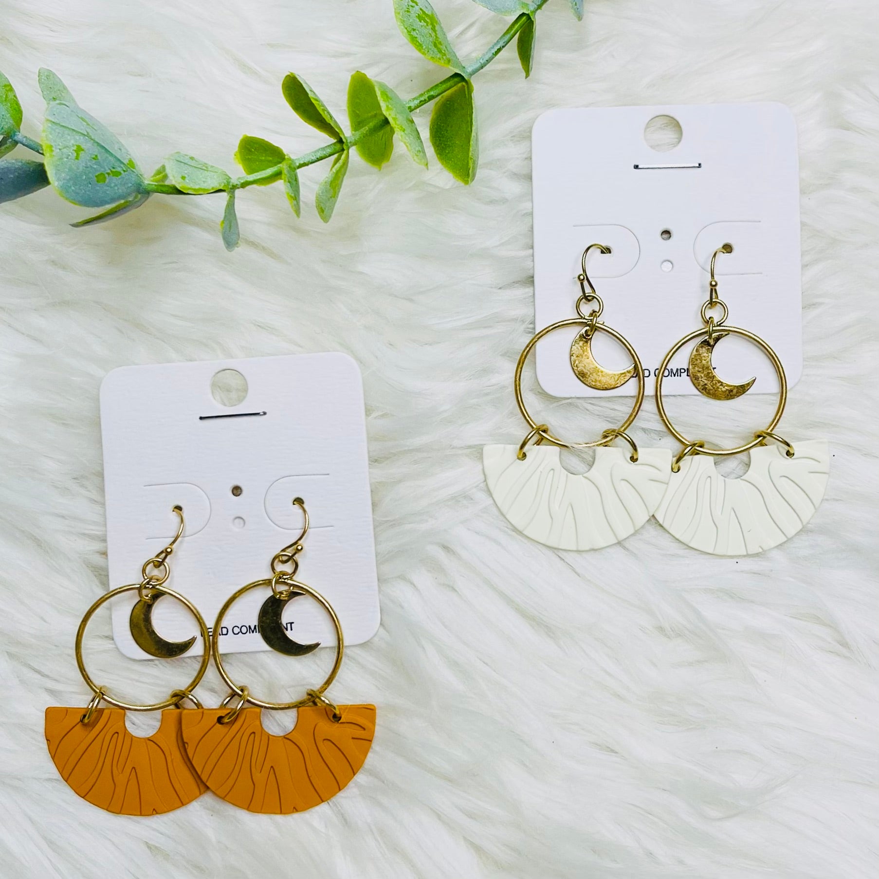 Gold Moon Charm Dangly Earrings